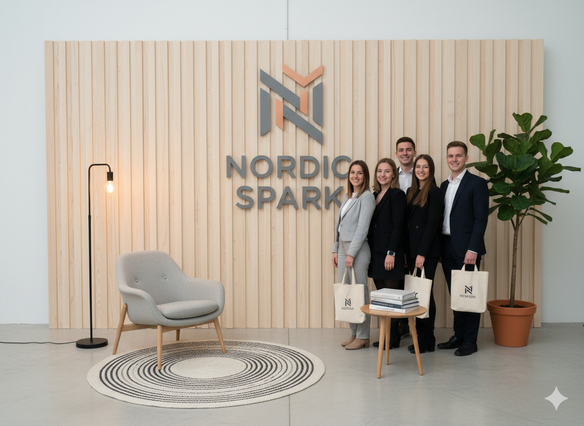 Corporate event fotozone med skandinavisk design